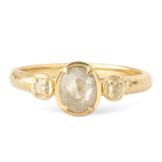 One of a Kind Oval Rosecut Diamond Hammered Ring - Anne Sportun Fine Jewellery