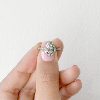 One of a Kind Pear Halo Diamond Ring - Anne Sportun Fine Jewellery