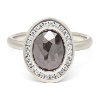 One of Kind Salt & Pepper Rosecut Diamond Ring - Anne Sportun Fine Jewellery