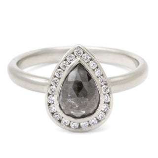 Black Pear Diamond Halo Ring - Anne Sportun Fine Jewellery