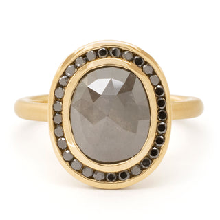 One of a Kind Black Diamond Halo Ring - Anne Sportun Fine Jewellery