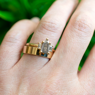 Salt & Pepper 1.23ct Pentagon Diamond Trinity Ring - Anne Sportun Fine Jewellery