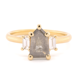 Salt & Pepper 1.23ct Pentagon Diamond Trinity Ring - Anne Sportun Fine Jewellery