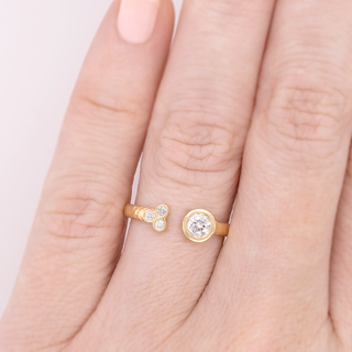 Open Ring w/ Diamond + Diamond Trio and Hammered Band