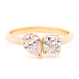 Toi et Moi Radiant and Pear Diamond Ring