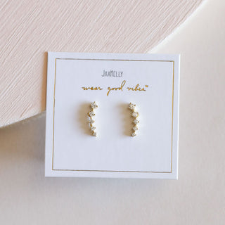 Crawler Studs | White CZ | Gold Vermeil