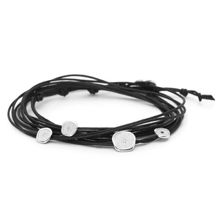 Linen Cord Stardust Diamond Pebble Wrap Bracelet - Anne Sportun Fine Jewellery