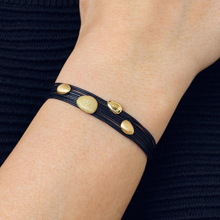 Black Linen Cord Four Petal Diamond Bracelet - Anne Sportun Fine Jewellery
