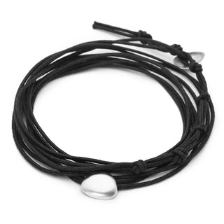Black Linen Cord Single Petal Bracelet - Anne Sportun Fine Jewellery