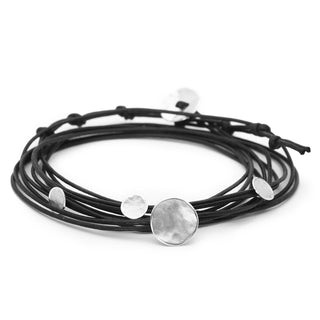 Linen Cord Four Hammered Disc Bracelet - Anne Sportun Fine Jewellery