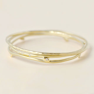 Set of Three Gold Hammered Bangles - Anne Sportun Fine Jewellery