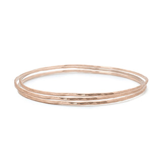 Set of Three Gold Hammered Bangles - Anne Sportun Fine Jewellery