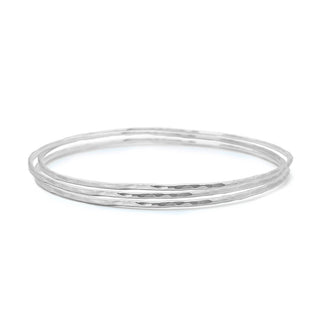 Set of Three Gold Hammered Bangles - Anne Sportun Fine Jewellery