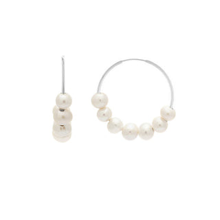 Cannes Hoops | Pearl | Silver - Anne Sportun Fine Jewellery