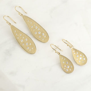 Organic Teardrop Stardust Hook Earrings - Anne Sportun Fine Jewellery