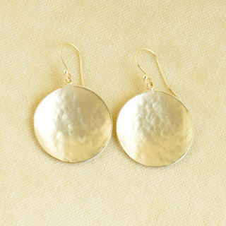 Large Hammered Disc Hook Earrings - Anne Sportun Fine Jewellery