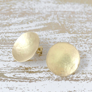Large Hammered Disc Stud Earrings - Anne Sportun Fine Jewellery