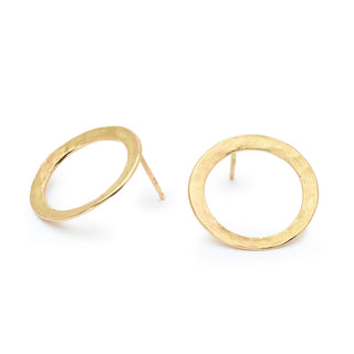 Hammered Open Organic Stud Earrings - Anne Sportun Fine Jewellery