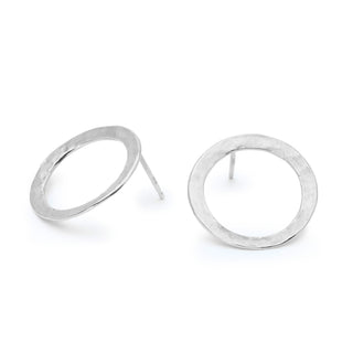 Hammered Open Organic Stud Earrings - Anne Sportun Fine Jewellery