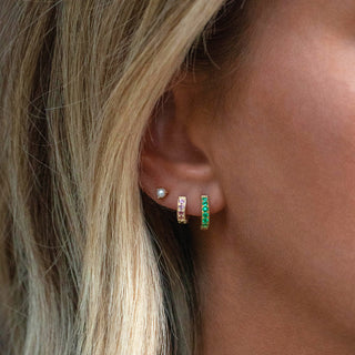PAVE HUGGIES | 10mm EMERALD - Anne Sportun Fine Jewellery