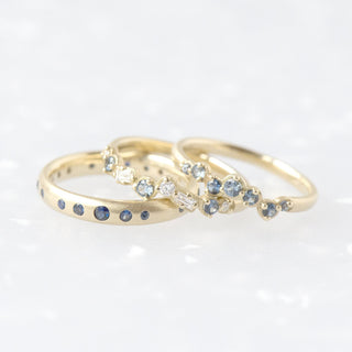 Cascade Baguette and Round Diamond and Blue Sapphire Band - Anne Sportun Fine Jewellery