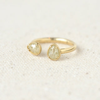One of a Kind Open Double Raw Yellow Pear Diamond Ring - Anne Sportun Fine Jewellery